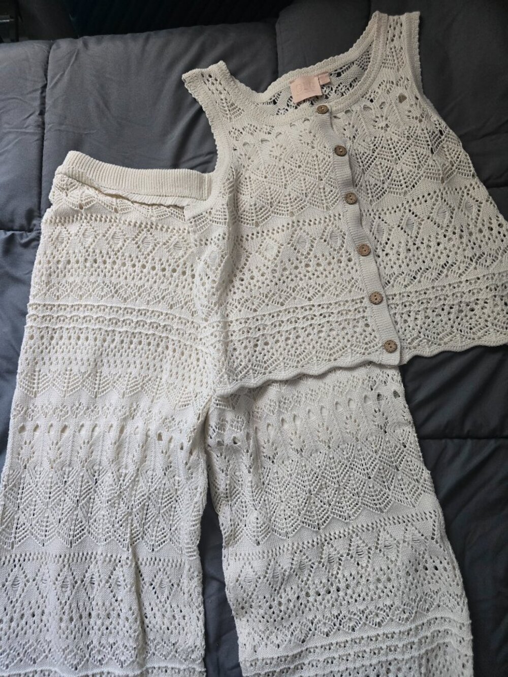 NWOT Good Luck Gem Cream Crochet Knit Set (SZ L) - Picture 2 of 6
